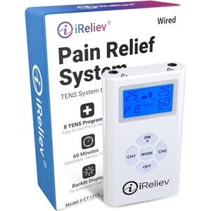 iRelive TENS with Backlit Display and Muscle Stimulator, FDA Approved - NEW
